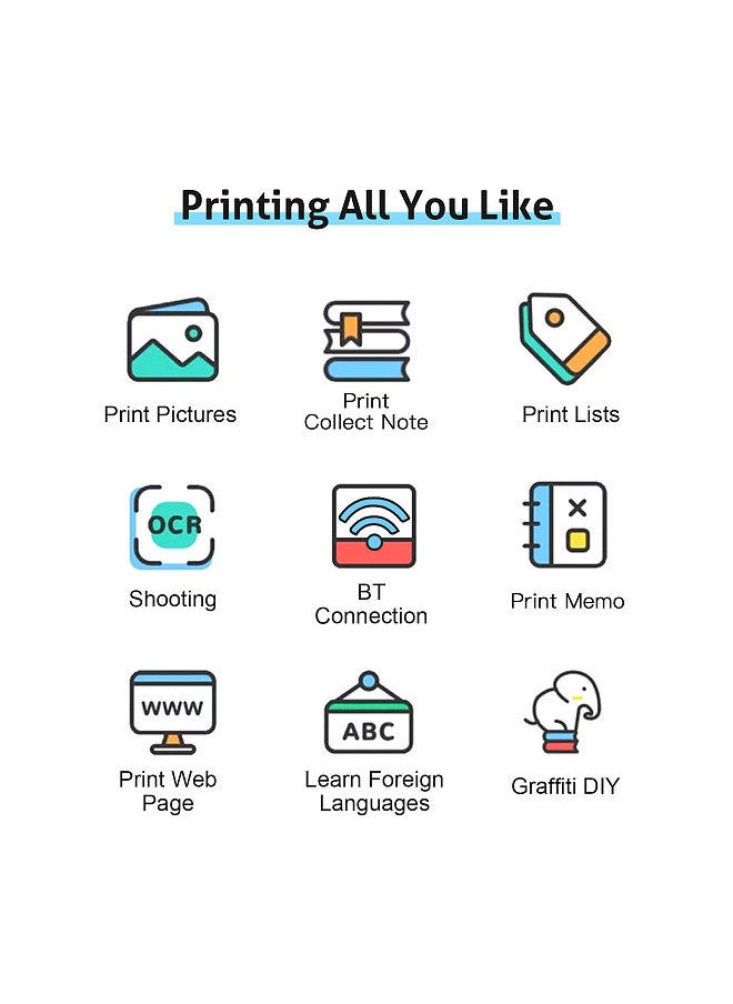 Generic All-in-one Photo Printer Multifunction Portable Printer Wireless Instant Mini Printer Support BT Connection for Smartphone with 11 Paper Rolls 57mm Compatible with iOS Android  - Image 2
