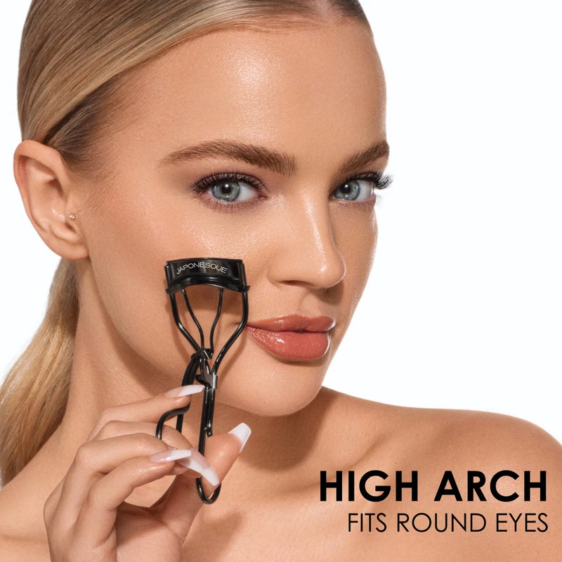 JAPONESQUE Extreme Lash Curler - Scissor Comfort Handle, Deep Curl, Keeps Lashes Curled for 8 Hours, High Arch Design, for Natural or False Lashes, Includes 1 Refill Pad (Gunmetal) - Image 4
