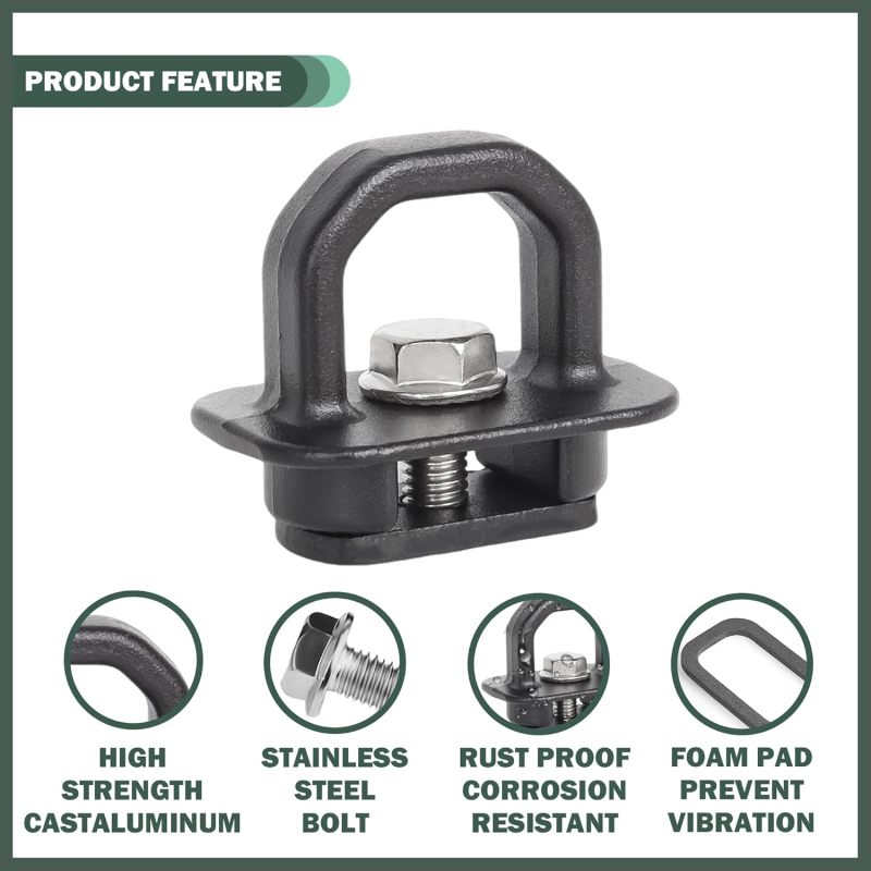 Aluminum Tie Down Anchors Truck Bed Side Wall Anchor fit for 2007-2023 Chevy Silverado/GMC Sierra, 2015-2023 Chevy Colorado/GMC Canyon, Truck Bed Cargo Hooks, DZ97903, Black, 9pcs - Image 2