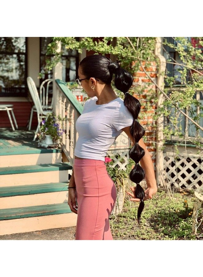 SEIKEA 32 Inch Clip In Ponytail Extension Wrap Around Long Straight Pony Tail Hair Synthetic Hairpiece For Women Black - Image 4