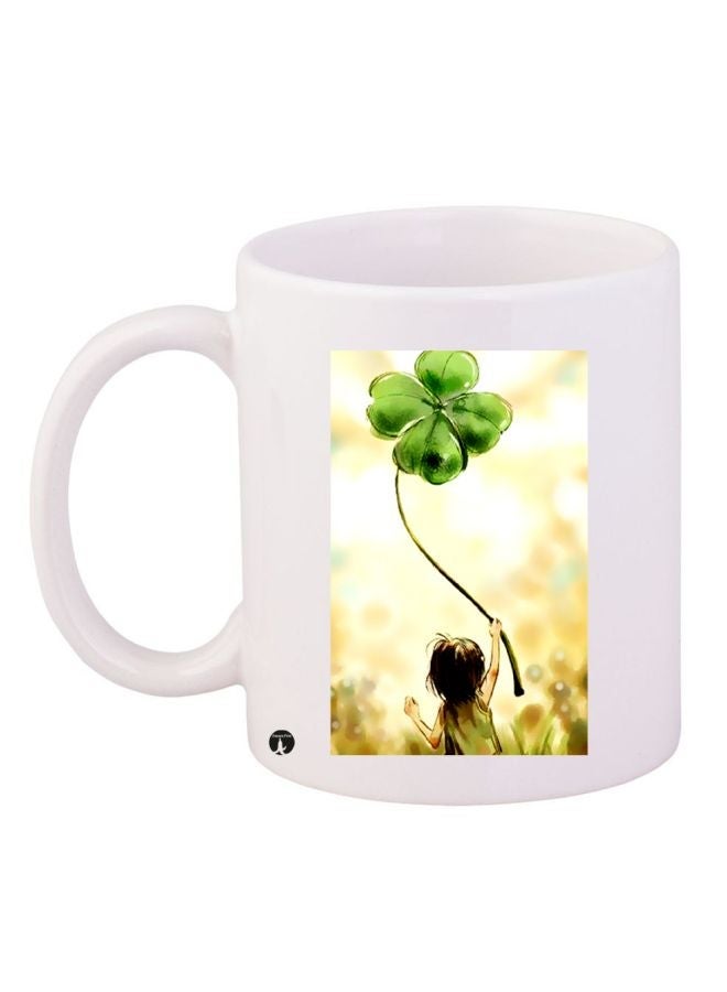 RYN Child With Flower Printed Coffee Mug White/Brown/Beige 11ounce