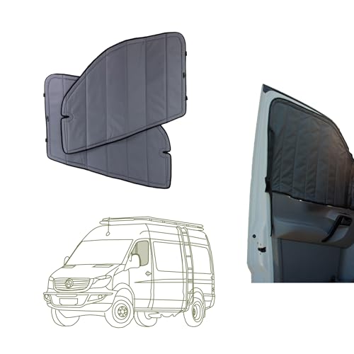 VanEssential Insulated Magnetic Blackout Front Door Window Covers Pair Designed for MercedesBenz VS30 Van Years 2019 to Current Charcoal Gray