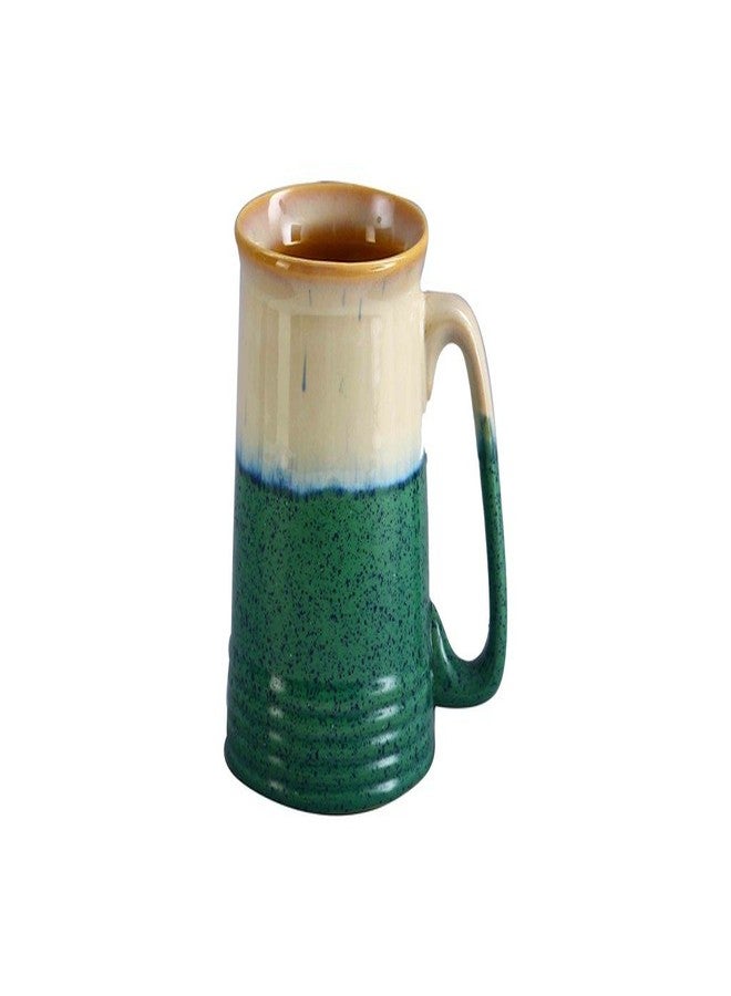 Caffeine Ceramic Handmade Cream and Green Studio Beer Mug - Set of 1 - Image 1
