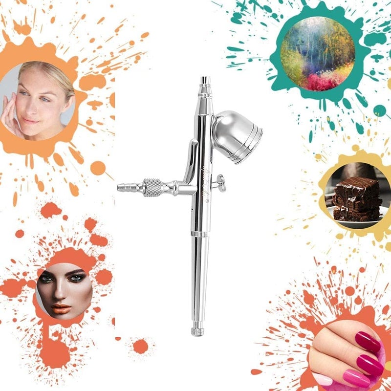 SHIELD PLUS Airbrush Paint Spray Gun Kit Tool 0.3mm Gravity Feed Dual Action Cake Decorating, Makeup (Silver) - Image 5