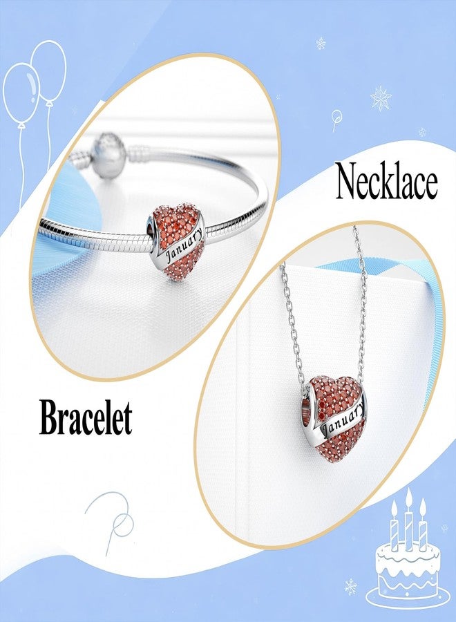 DALARAN تعليقات دالاران لحجر بخت شهر يناير لأساور باندورا، خرزة قلب من الفضة الإسترلينية، تعليقات عيد ميلاد سعيد للأساور والقلائد - Image 2