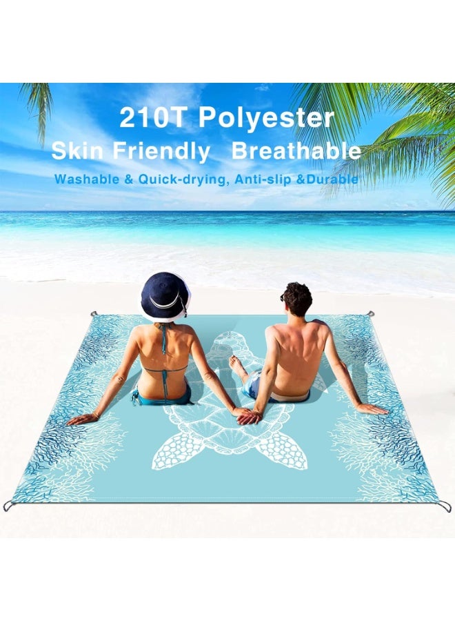 INFLUX Beach Blanket Sandproof Large Beach Mat 79x 83 4-6 Adults Oversized Lightweight Sand Free Beach Mat Waterproof Beach Blanket Portable Outdoor Camping Blankets for Travel, Camping, Hiking - Image 3