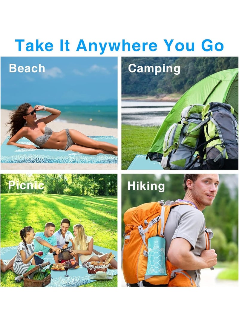 INFLUX Beach Blanket Sandproof Large Beach Mat 79x 83 4-6 Adults Oversized Lightweight Sand Free Beach Mat Waterproof Beach Blanket Portable Outdoor Camping Blankets for Travel, Camping, Hiking - Image 2