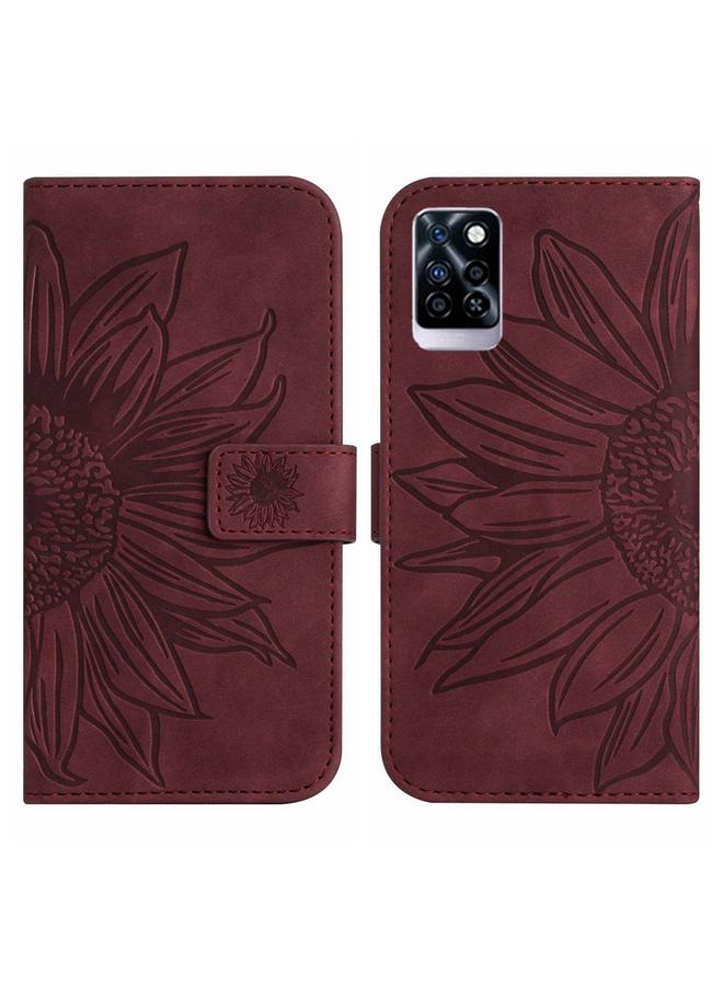 زبون جراب لهاتف Infinix Note 10 Pro مصنوع من الجلد بتصميم زهرة الشمس مع حبل تعليق - Image 2