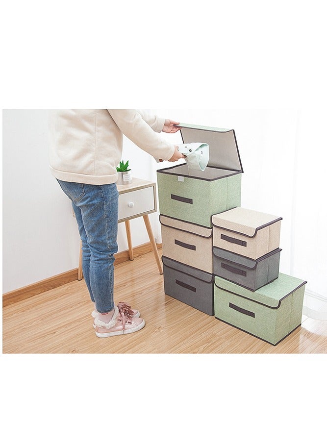 GOLDEN MILLION صندوق تخزين قابل للطي مع غطاء صندوق تخزين قماش للأشياء المتنوعة وصندوق تخزين الملابس - Image 3