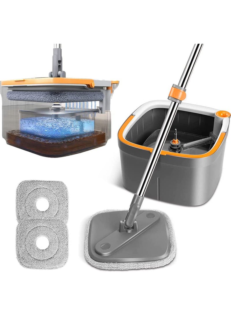 Spin Mop and Bucket Set with Self Separation Dirty and Clean Water System Self Wringing 360° Rotating Square MSpin Mop and Bucket Set with Self Separation Dirty and Clean Water System Self Wringing 36