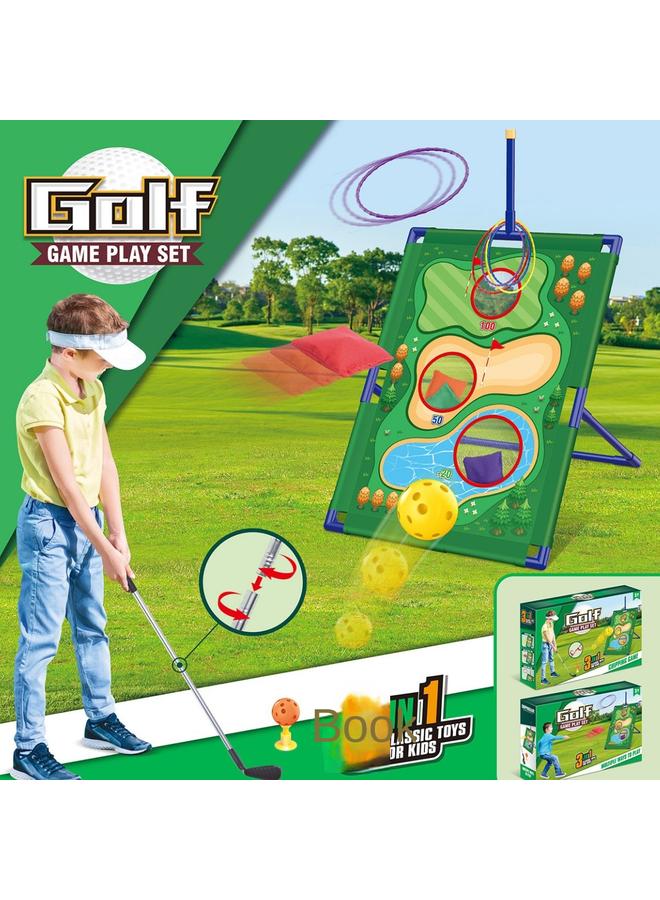 الأزرق جي دبليو <المبيعات الساخنة للتجارة الخارجية> ألعاب مستهدفة لممارسة الجولف للأطفال في الهواء الطلق بين الوالدين والطفل رمي مجموعات الكرات اللاصقة - Image 5