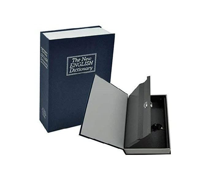 SYGNIUS Metal Book Safe Locker for Hiding Cash Jewellery Passport and other Valuables Portable Hidden Dictionary Secret Book Safe with 2 Keys for Office Home Small - Image 1