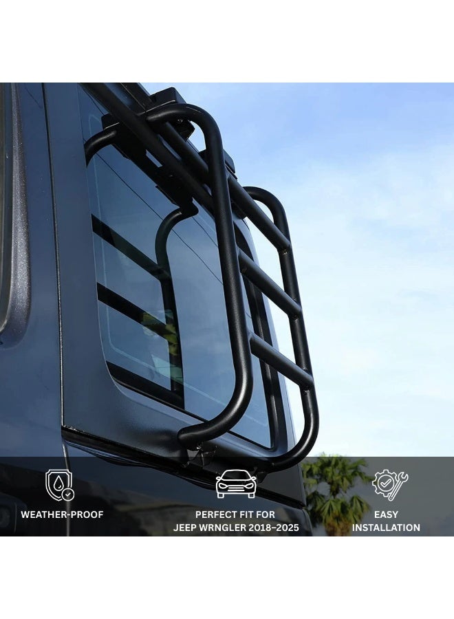 MOTOR FIT Rear Window Side Ladder for Jeep Wrangler JL 2018 - 2025 | Heavy-Duty Aluminum Roof Access Climbing Ladder | Black Off-Road Exterior Accessory for JL 2 & 4 Door - Image 2