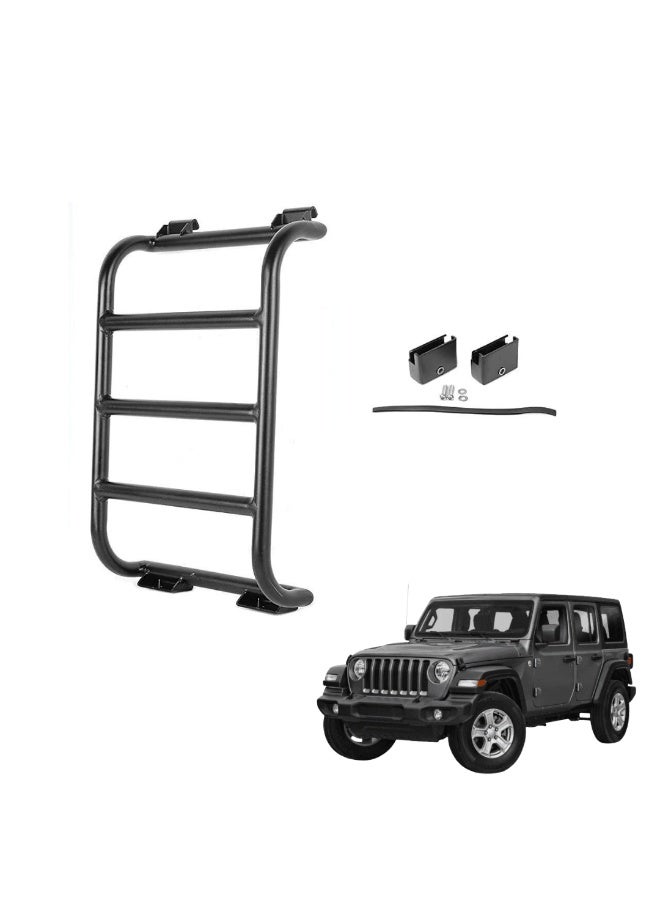 MOTOR FIT Rear Window Side Ladder for Jeep Wrangler JL 2018 - 2025 | Heavy-Duty Aluminum Roof Access Climbing Ladder | Black Off-Road Exterior Accessory for JL 2 & 4 Door - Image 1