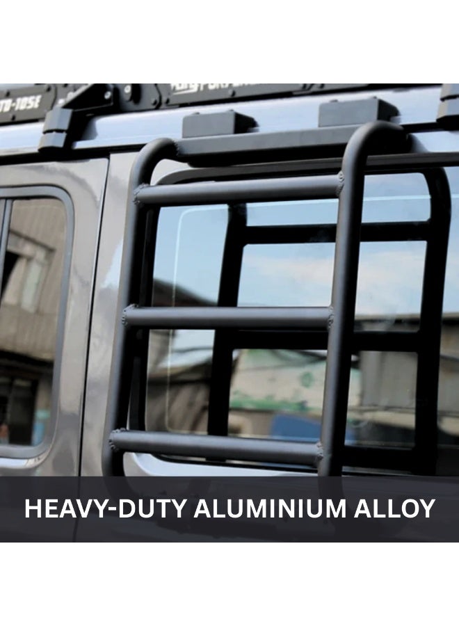 MOTOR FIT Rear Window Side Ladder for Jeep Wrangler JL 2018 - 2025 | Heavy-Duty Aluminum Roof Access Climbing Ladder | Black Off-Road Exterior Accessory for JL 2 & 4 Door - Image 4