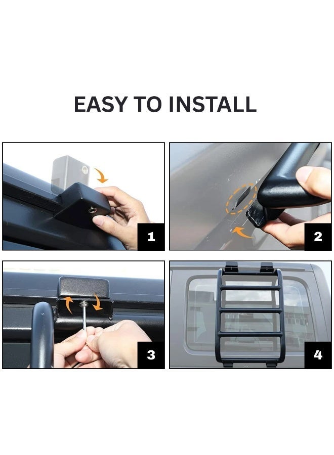 MOTOR FIT Rear Window Side Ladder for Jeep Wrangler JL 2018 - 2025 | Heavy-Duty Aluminum Roof Access Climbing Ladder | Black Off-Road Exterior Accessory for JL 2 & 4 Door - Image 5