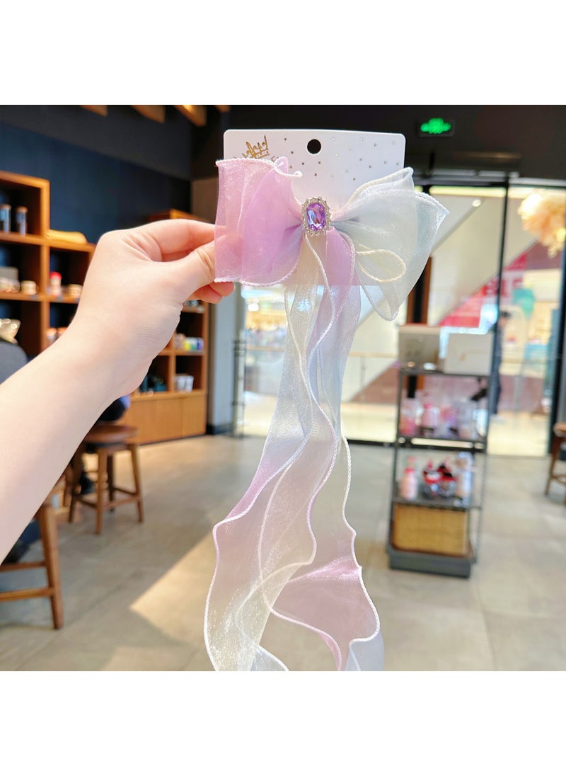 Generic - Colorful Butterfly Hair Clips Kids Purple Gem Strap Hairpin - Image 1