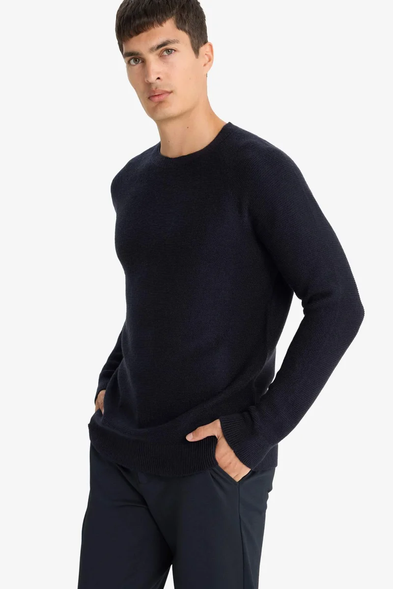 ديفاكتو Standard Fit Crew Neck Knitwear Pullover