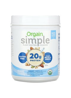 Orgain Orgain, Simple, Plant Protein Powder, Creamy Vanilla, 20 oz (567 g)  - Image 1