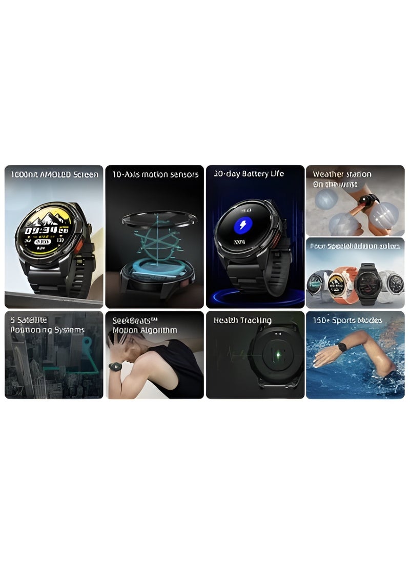 Mibro - GS Active Smartwatch 1.3 Inch AMOLED Display GPS Global Positioning System 10 Axis Motion Senor Seek Beats Seek Beats Exercise Algorithm 24-Hour Health Management Dual Strap (Gray) - Image 1