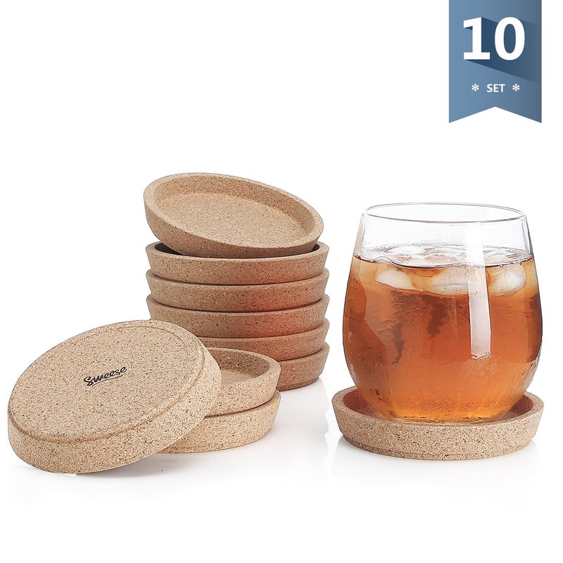 Sweese Cork Coasters - 4 Inch Perfect for Most Kind of Mugs - Protect Your Table from a Liquid Ring - Set of 10 - Image 2
