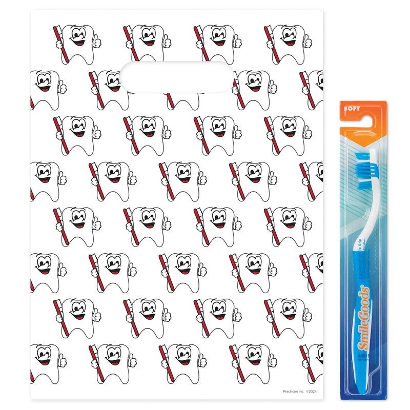 Practicon Tootie Tooth Scatter Print Dental Giveaway Bags, 9" x 12", 100 Pack - Image 3