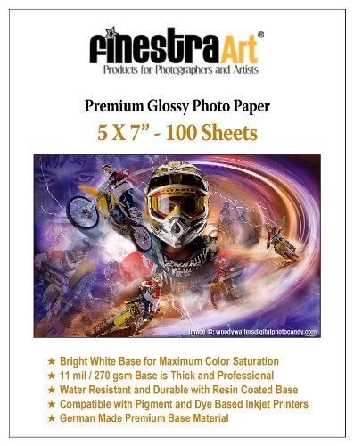 Finestra Art 5 X 7 Premium Glossy Inkjet Photo Paper 100 Sheets