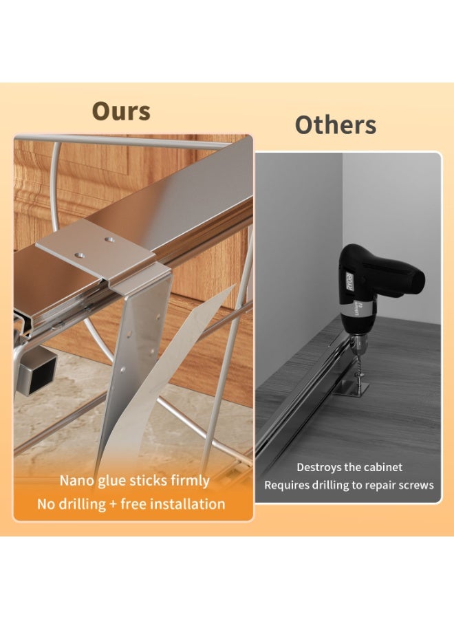 سحب القمامة يمكن الشريحة تحت مجلس الوزراء - مقبض فضي جريئ 41D × 28.5W × 41H سم غير متضمنة يمكن - Image 2