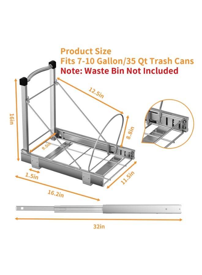 سحب القمامة يمكن الشريحة تحت مجلس الوزراء - مقبض فضي جريئ 41D × 28.5W × 41H سم غير متضمنة يمكن - Image 4