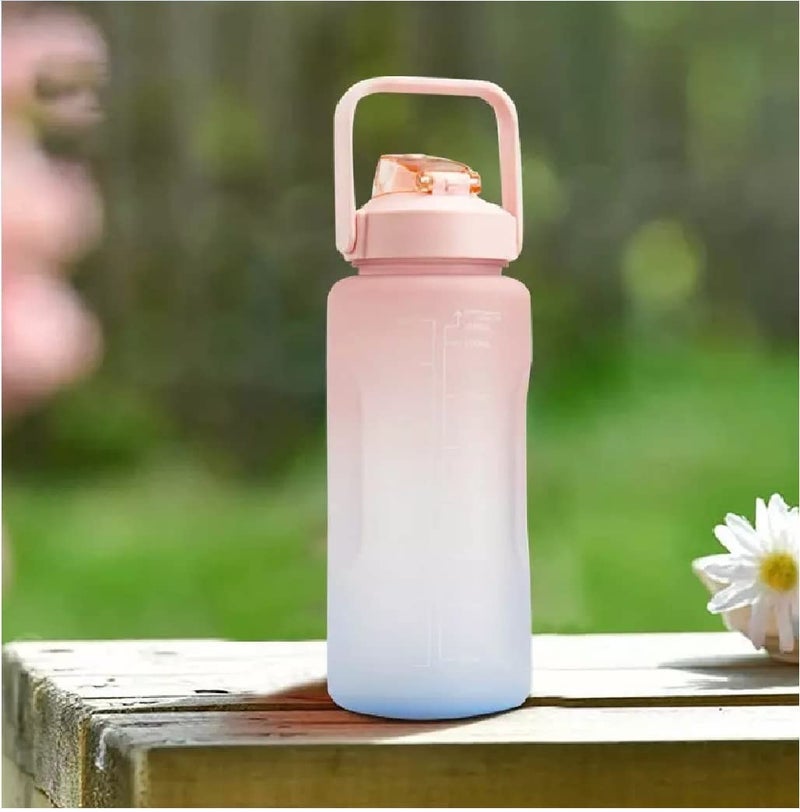 ZUGAD 2 L Motivational Water Bottle Time Marker with Straw Unbreakable Leakproof BPA free Nontoxic Sipper Bottle for Office Sports Gym School 2000 ml - Image 1