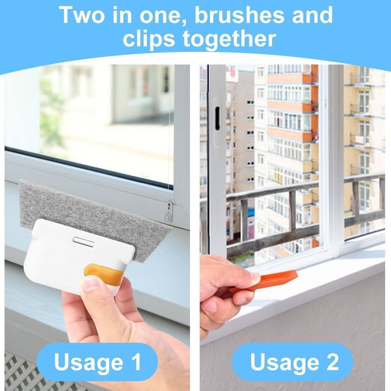 POPLEY 2-in-1 Window Slot and Track Cleaning Brush - Multifunctional Dust Remover for Window Slides, Gaps, and Sliding Doors, Double-Sided Net Cleaner with Dust Collector - Image 5