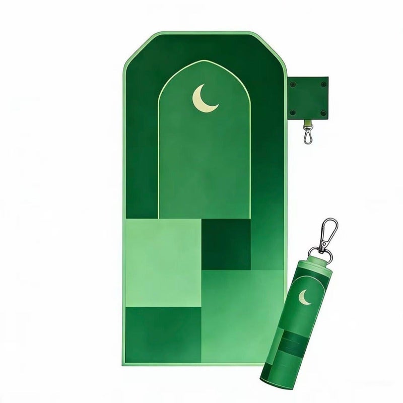 Ya Xin Portable Prayer Mat, Pocket Travel Muslim Prayer Rug with Keychain and Storage Bag, Foldable Lightweight Outdoor Prayer Pad for Travel, Mosque, Home and Daily Salah (Green) - Image 2