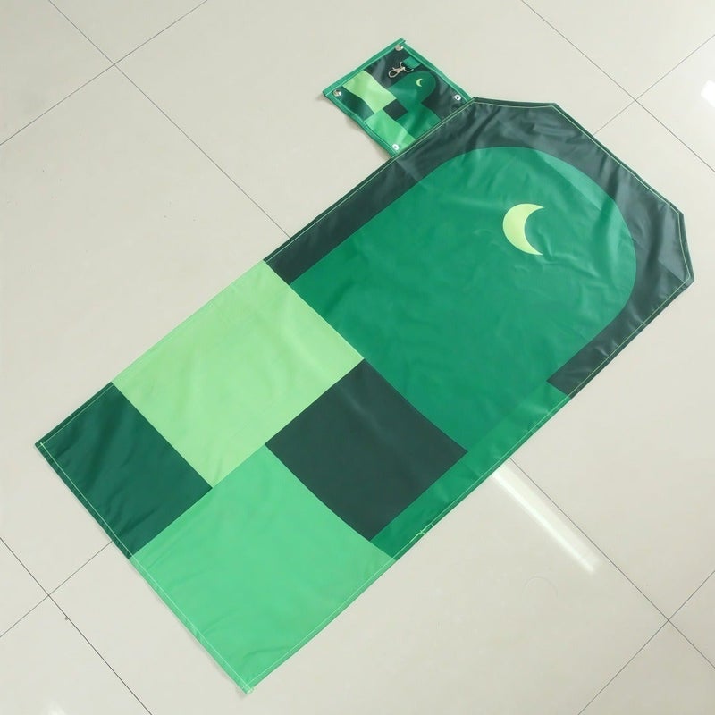 Ya Xin Portable Prayer Mat, Pocket Travel Muslim Prayer Rug with Keychain and Storage Bag, Foldable Lightweight Outdoor Prayer Pad for Travel, Mosque, Home and Daily Salah (Green) - Image 1