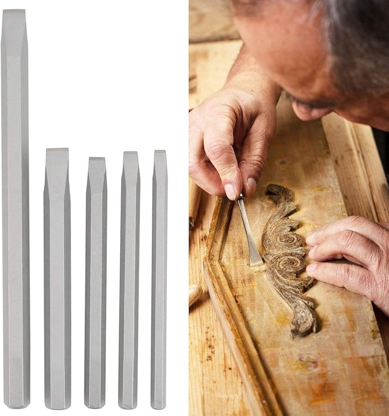 5Pcs Vanadium Alloy Steel Chisel Set for Wood Carving Concrete Drilling Cement Wall Stone - Image 5