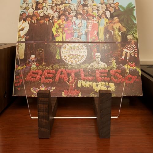 KAIU Vinyl Record Storage - Solid Wood with Crystal Clear Acrylic Holder - Premium Design, Perfect 12" LPs or 7" Singles Display Unit - Stores and Supports up to 50 Albums (Walnut) - Image 5
