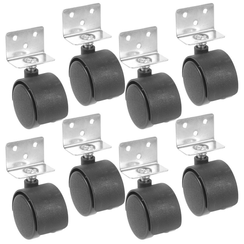 8Pcs Nylon Swivel Casters L Shaped Threaded Stem Furniture Wheels 1 5 Inch Without Brake - Image 2