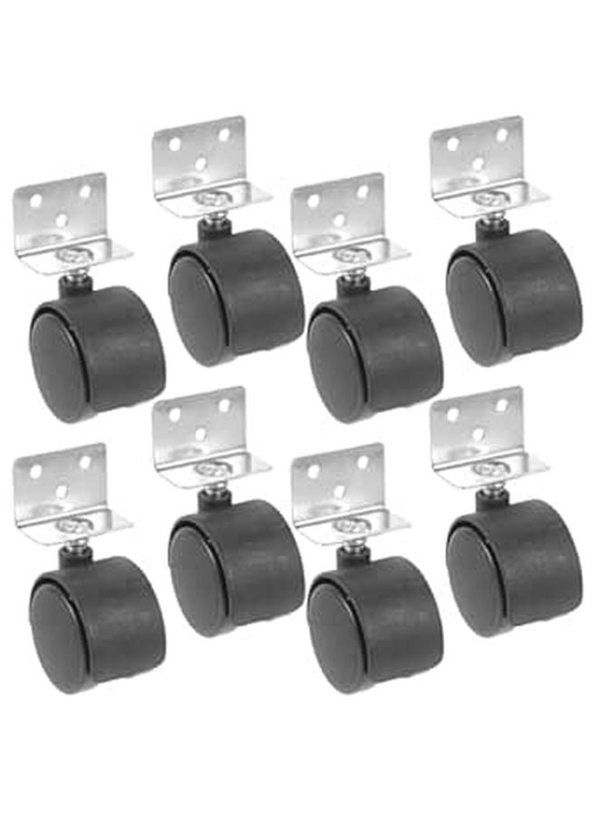 8Pcs Nylon Swivel Casters L Shaped Threaded Stem Furniture Wheels 1 5 Inch Without Brake - Image 1