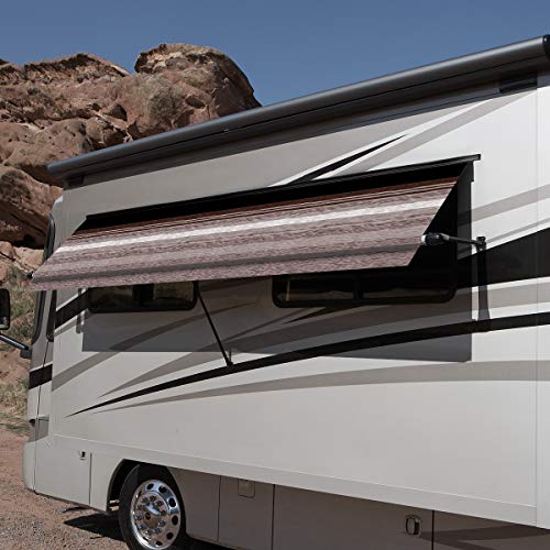 CAREFREE IF0508A62/ICJV01 Sierra Brown Dune Stripe 5' RV SL Standard Vinyl Window Awning, Black Arms-Choose Options - Image 3