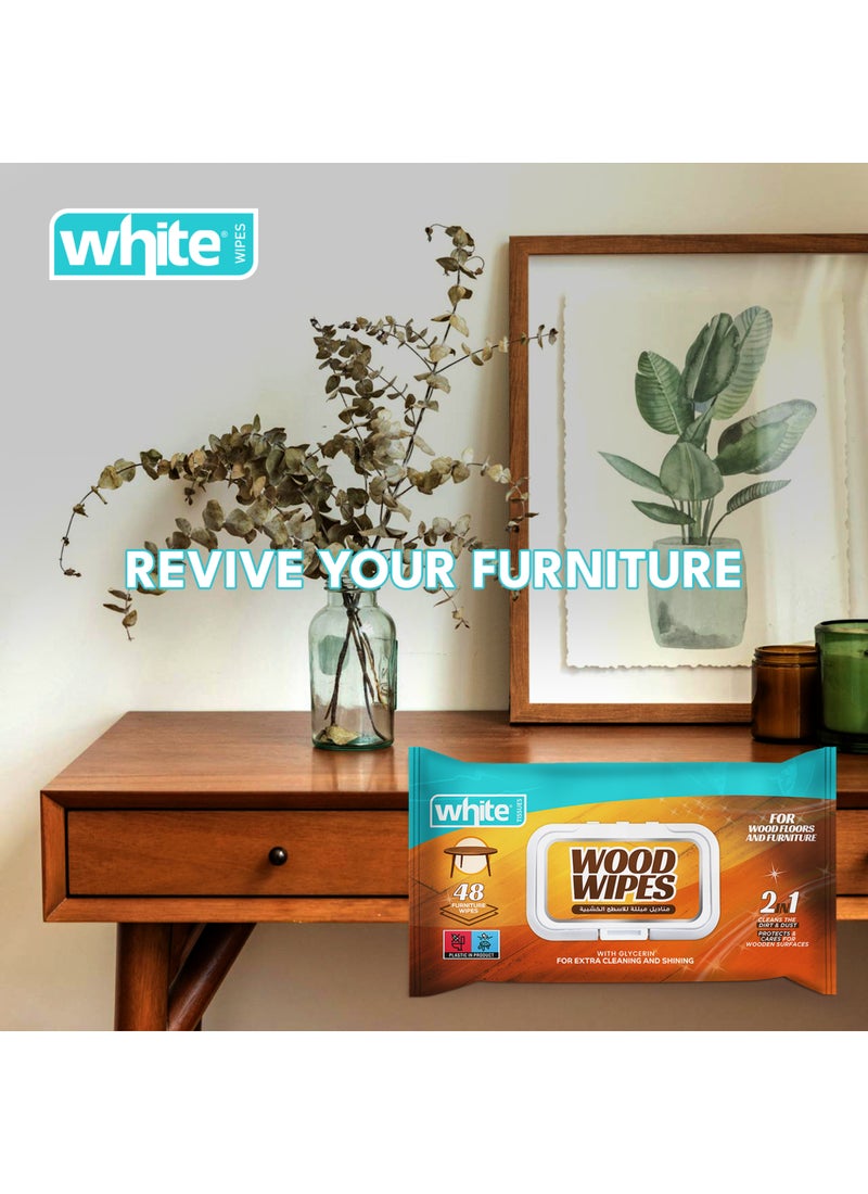 White Wood Cleaning Wet Wipes - 3 Packs of 48 Pulls | 144 Total Wipes; Quick & Easy Shine for Furniture, Cabinets & Wooden Surfaces; Cleans, Conditions & Protects Wood 3in1 - Image 2