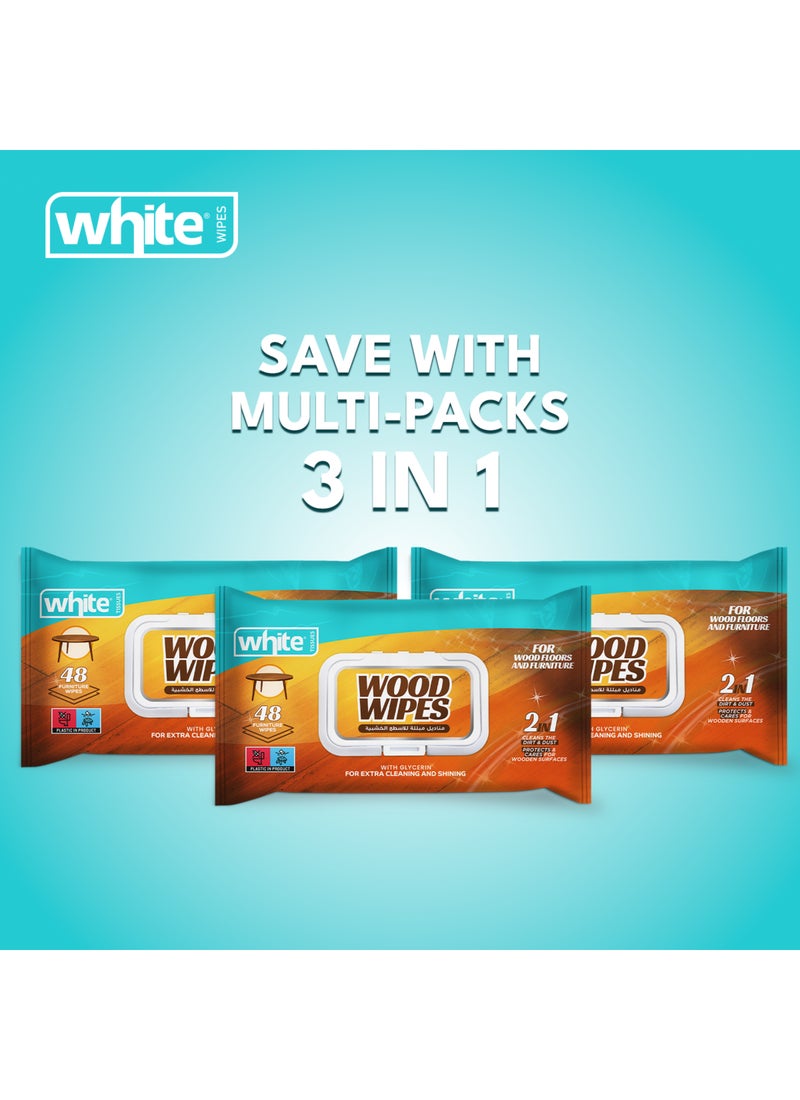 White Wood Cleaning Wet Wipes - 3 Packs of 48 Pulls | 144 Total Wipes; Quick & Easy Shine for Furniture, Cabinets & Wooden Surfaces; Cleans, Conditions & Protects Wood 3in1 - Image 4