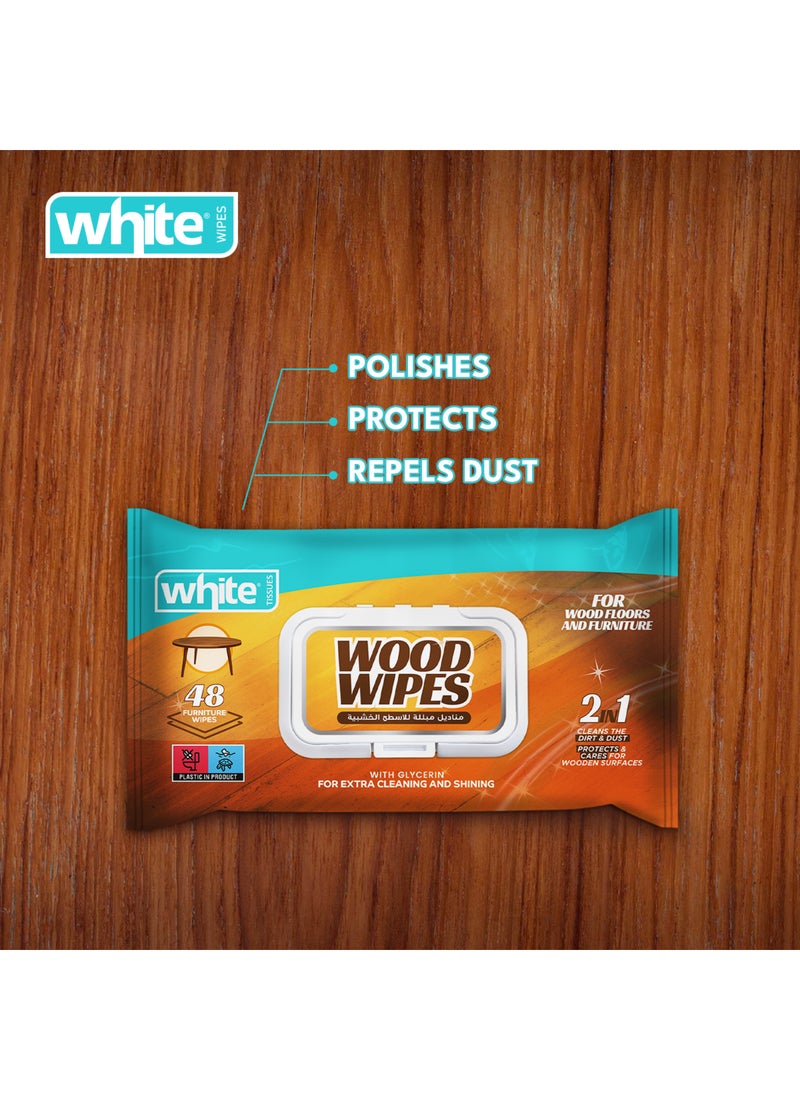White Wood Cleaning Wet Wipes - 3 Packs of 48 Pulls | 144 Total Wipes; Quick & Easy Shine for Furniture, Cabinets & Wooden Surfaces; Cleans, Conditions & Protects Wood 3in1 - Image 3