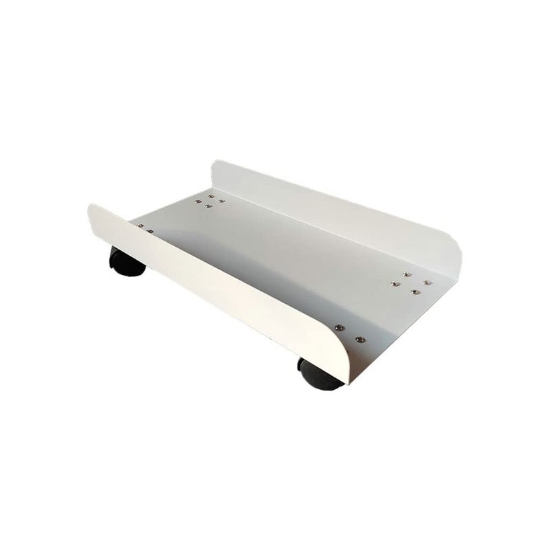 White PC Stand CPU Stand with 4 Mute Caster Wheels Mobile Holder for Computer Host Desktop Tower Case Cart - Image 2