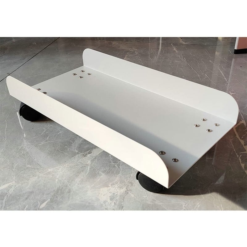 White PC Stand CPU Stand with 4 Mute Caster Wheels Mobile Holder for Computer Host Desktop Tower Case Cart - Image 4