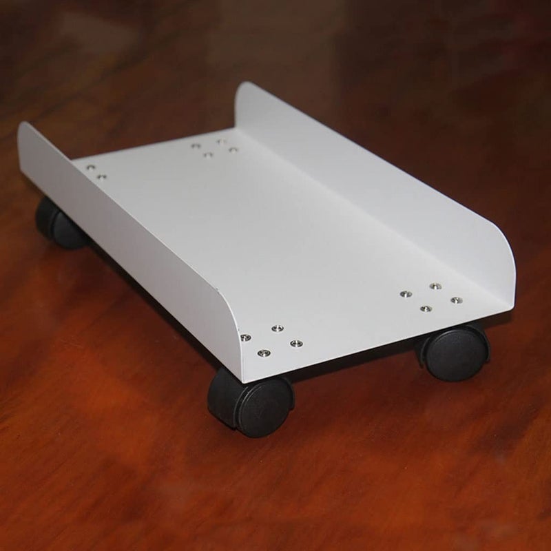 White PC Stand CPU Stand with 4 Mute Caster Wheels Mobile Holder for Computer Host Desktop Tower Case Cart - Image 5
