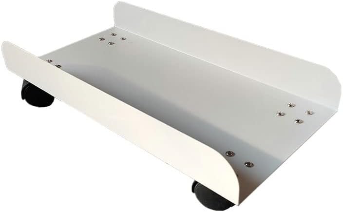 White PC Stand CPU Stand with 4 Mute Caster Wheels Mobile Holder for Computer Host Desktop Tower Case Cart - Image 1