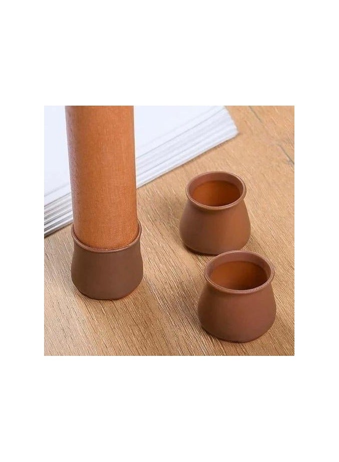 Set of 16 Silicone Chair Leg Protectors: 16 pieces of chair and table leg protectors, 16 silicone covers for chair and table legs, chair leg protector, chair and table leg cover, chair and table leg guard, chair and table base protector, chair leg cover, furniture slip protection, cover to protect floors from chairs and tables, protector for tiles from chair and table scratches, anti-slip for chairs and tables, anti-slip chair protector, chair and table leg cover, chair and table protection cover, chair and table leg cap, chair pad, protector for chair and table, chair cover and protector, chair cover set of 16 pieces, cover to protect floors and tiles from scratches and noise - Brown color.  - Image 2