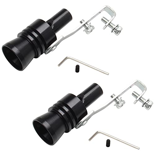 URBEST Aluminum Alloy Universal Turbo Sound Exhaust Muffler Pipe Whistle Car Roar Maker 2pcs Black M 37x48mm - Image 1