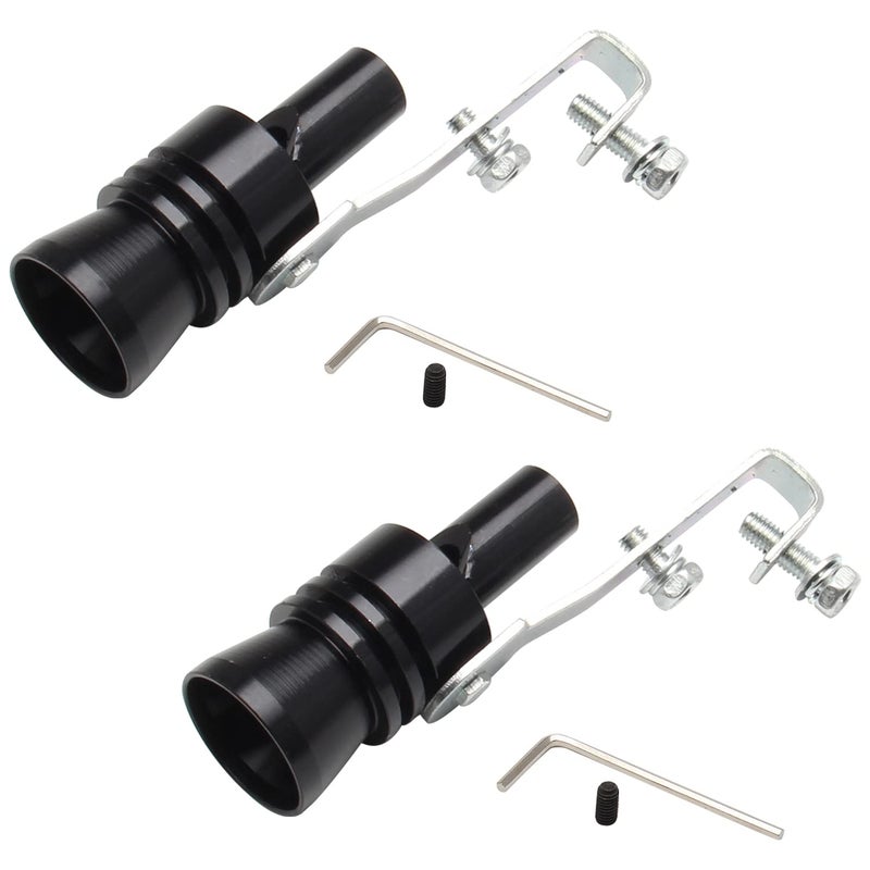 URBEST Aluminum Alloy Universal Turbo Sound Exhaust Muffler Pipe Whistle Car Roar Maker 2pcs Black M 37x48mm - Image 3
