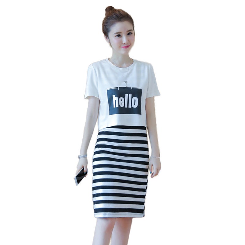 Summer Dress Set Short Sleeve Tee + Skirt White - Image 5