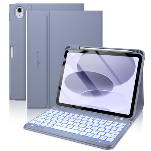 typecase Folio Keyboard Case for iPad 10th Gen 10.9 inch (2022) and iPad 11th (A16, 2025), Magnetic Wireless Detachable Keyboard, 7-Color Backlight, Thin & Light, Pencil Holder – Lavender - Image 1